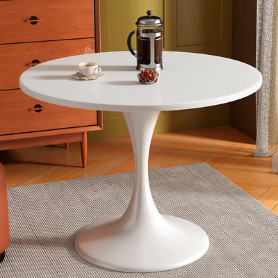 Modern Minimalist Tulip-Shaped Round MDF Carbon Steel Coffee Table 1-Tier For Living Room