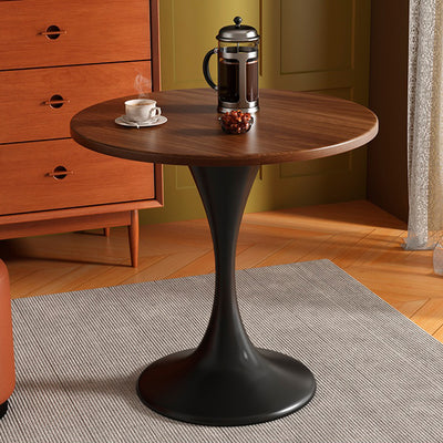 Modern Minimalist Tulip-Shaped Round MDF Carbon Steel Coffee Table 1-Tier For Living Room