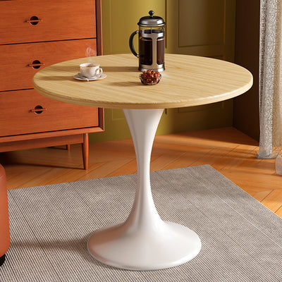 Modern Minimalist Tulip-Shaped Round MDF Carbon Steel Coffee Table 1-Tier For Living Room