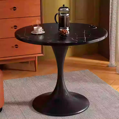 Modern Minimalist Tulip-Shaped Round MDF Carbon Steel Coffee Table 1-Tier For Living Room