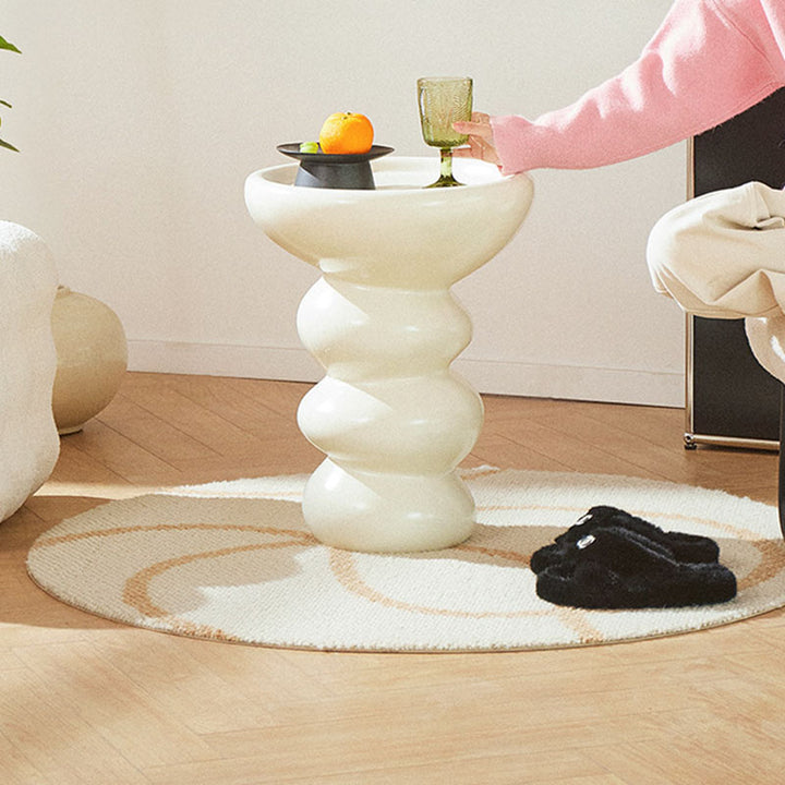 Table d'appoint ronde en fibre de verre au design moderne et simple, à 1 niveau, pour salon 
