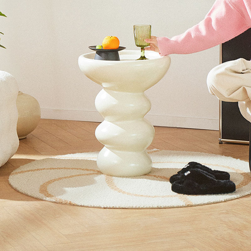 Modern Simplicity Round Fiberglass End Table 1-Tier For Living Room