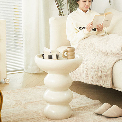 Modern Simplicity Round Fiberglass End Table 1-Tier For Living Room
