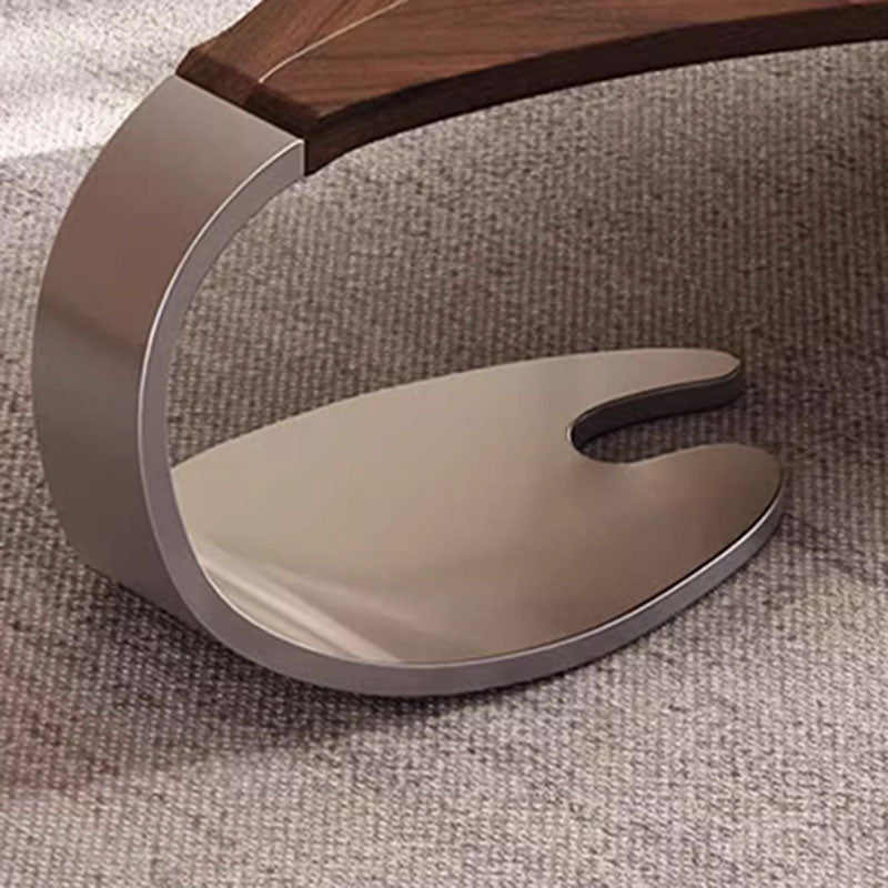 Modern Minimalist Leaf Design Stainless Steel Solid Wood Plywood Particleboard Coffee Table 1-Drawer 2-Tier For Living Room