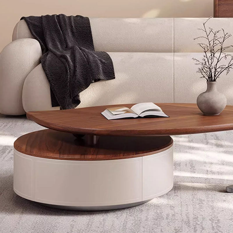 Modern Minimalist Leaf Design Stainless Steel Solid Wood Plywood Particleboard Coffee Table 1-Drawer 2-Tier For Living Room