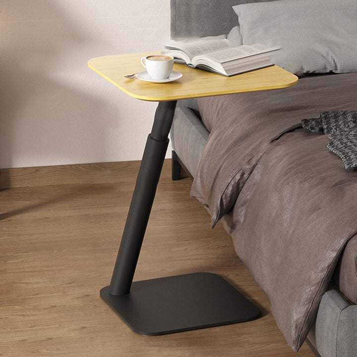 Moderner minimalistischer quadratisch-runder Sofa-Beistelltisch aus Bambus-Kohlenstoffstahl mit verstellbarer Höhe für das Wohnzimmer 