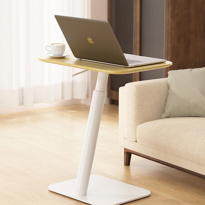 Moderner minimalistischer quadratisch-runder Sofa-Beistelltisch aus Bambus-Kohlenstoffstahl mit verstellbarer Höhe für das Wohnzimmer 