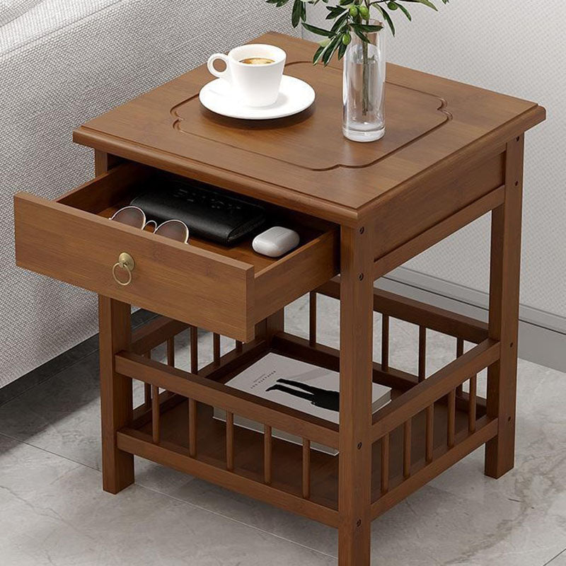 Contemporary Retro Square Nan Bamboo MDF End Table 2/3-Tier For Living Room