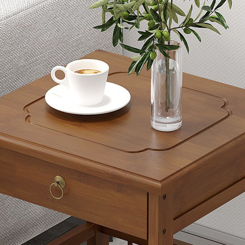 Contemporary Retro Square Nan Bamboo MDF End Table 2/3-Tier For Living Room