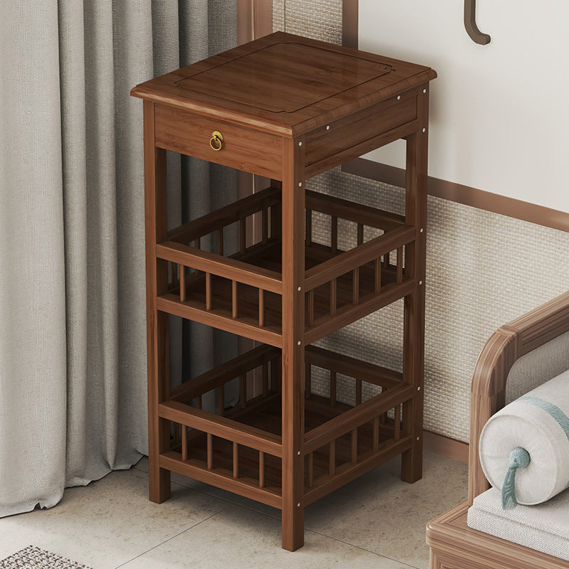 Contemporary Retro Square Nan Bamboo MDF End Table 2/3-Tier For Living Room