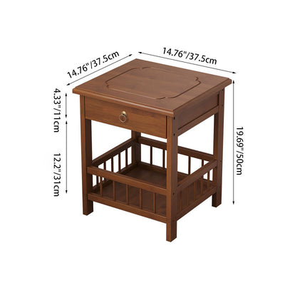 Contemporary Retro Square Nan Bamboo MDF End Table 2/3-Tier For Living Room