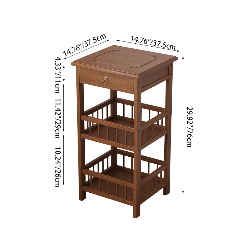 Contemporary Retro Square Nan Bamboo MDF End Table 2/3-Tier For Living Room