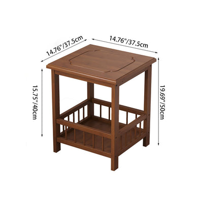 Contemporary Retro Square Nan Bamboo MDF End Table 2/3-Tier For Living Room