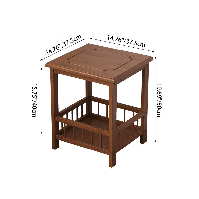 Contemporary Retro Square Nan Bamboo MDF End Table 2/3-Tier For Living Room