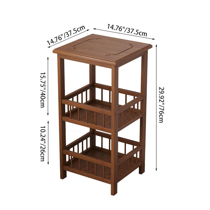 Contemporary Retro Square Nan Bamboo MDF End Table 2/3-Tier For Living Room