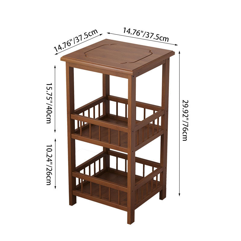Contemporary Retro Square Nan Bamboo MDF End Table 2/3-Tier For Living Room
