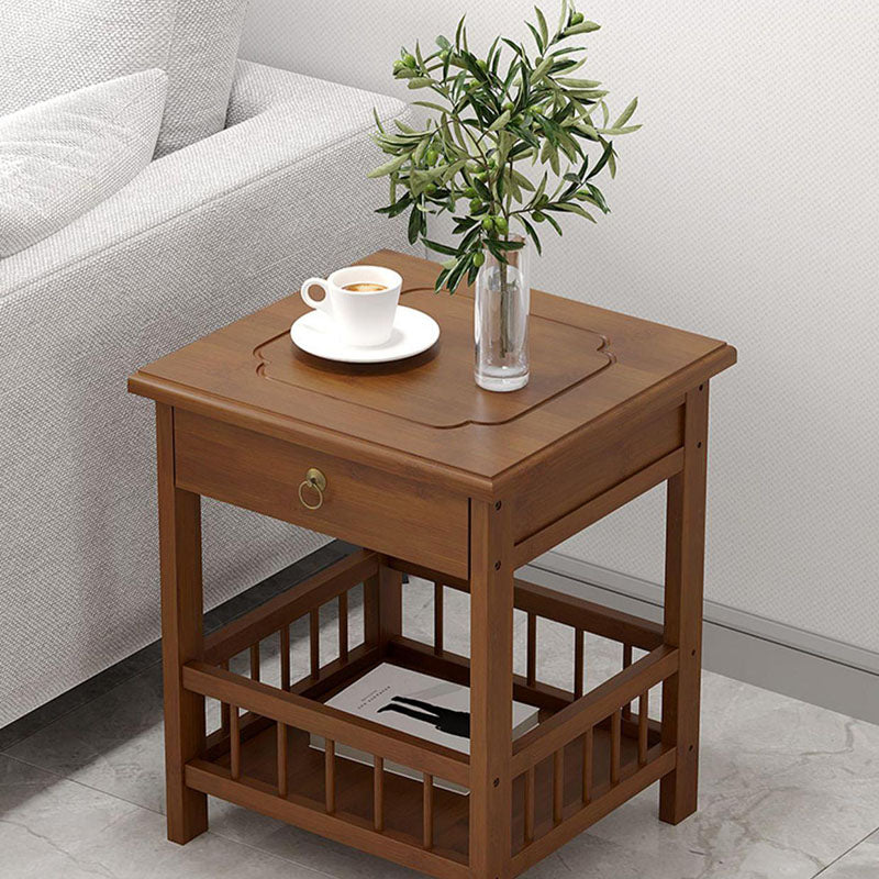 Contemporary Retro Square Nan Bamboo MDF End Table 2/3-Tier For Living Room