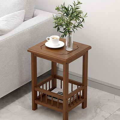 Contemporary Retro Square Nan Bamboo MDF End Table 2/3-Tier For Living Room