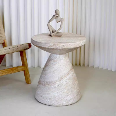 Modern Minimalist Wine Glass Shape Magnesium Oxide Side Table 1-Tier For Living Room