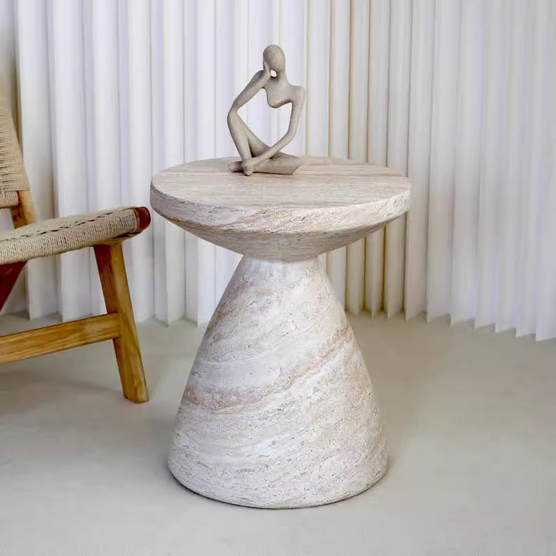 Modern Minimalist Wine Glass Shape Magnesium Oxide Side Table 1-Tier For Living Room