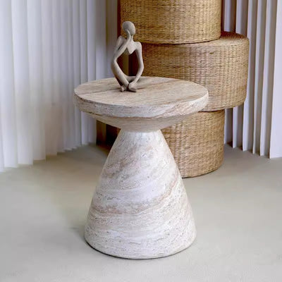 Modern Minimalist Wine Glass Shape Magnesium Oxide Side Table 1-Tier For Living Room