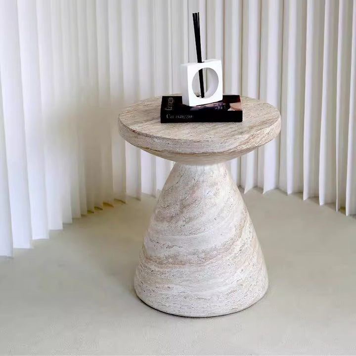 Table d'appoint à une étagère en oxyde de magnésium, forme de verre à vin, style minimaliste moderne, pour salon 