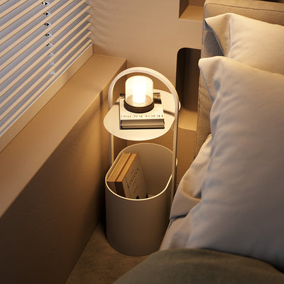 Modern Minimalist Oval Wrought Iron End Table 2-Tier For Living Room & Bedroom