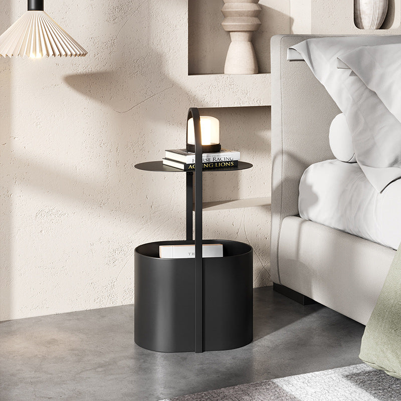 Modern Minimalist Oval Wrought Iron End Table 2-Tier For Living Room & Bedroom