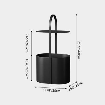 Modern Minimalist Oval Wrought Iron End Table 2-Tier For Living Room & Bedroom