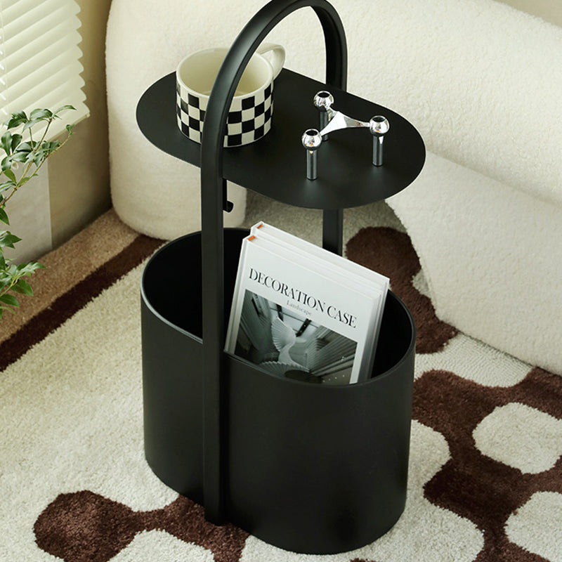 Modern Minimalist Oval Wrought Iron End Table 2-Tier For Living Room & Bedroom