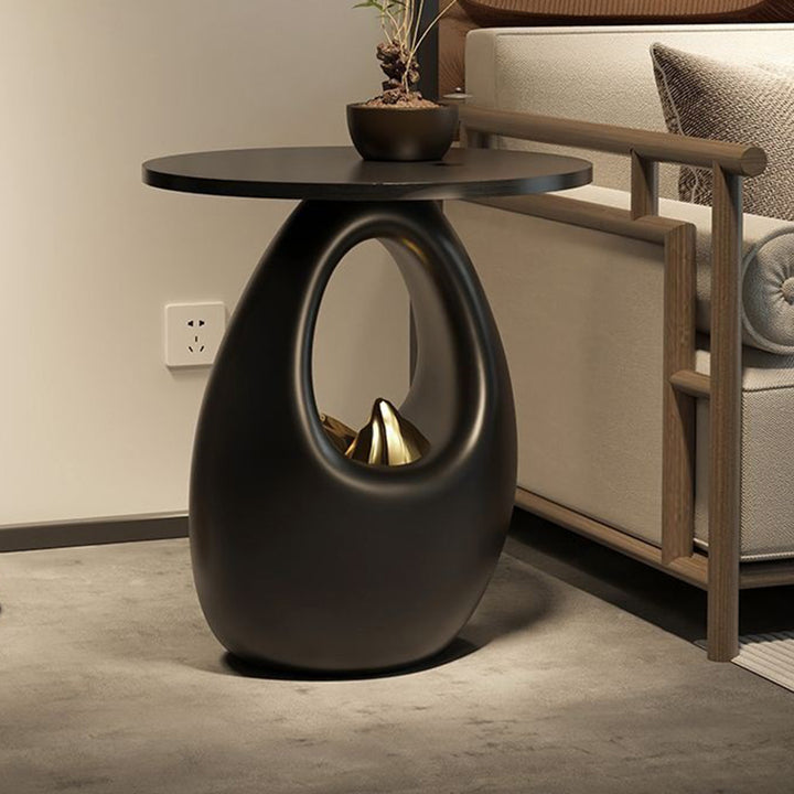 Table d'appoint contemporaine créative en résine écologique Triamine, ronde, pour salon 
