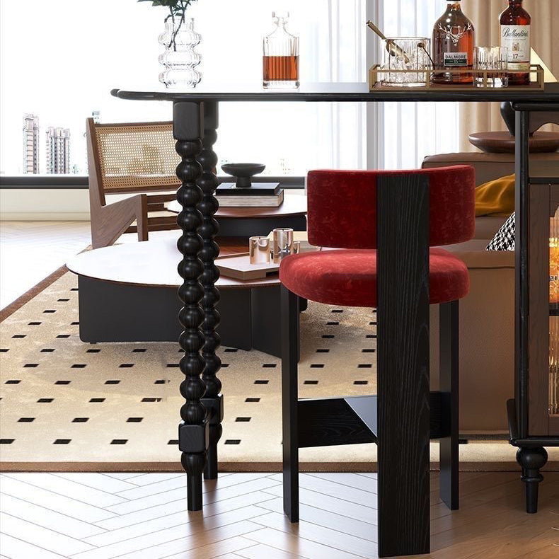 Table de bar longue à 4 niveaux en verre arc-en-ciel, en bois massif, avec pieds tournés de style modern mid-century, pour salon 