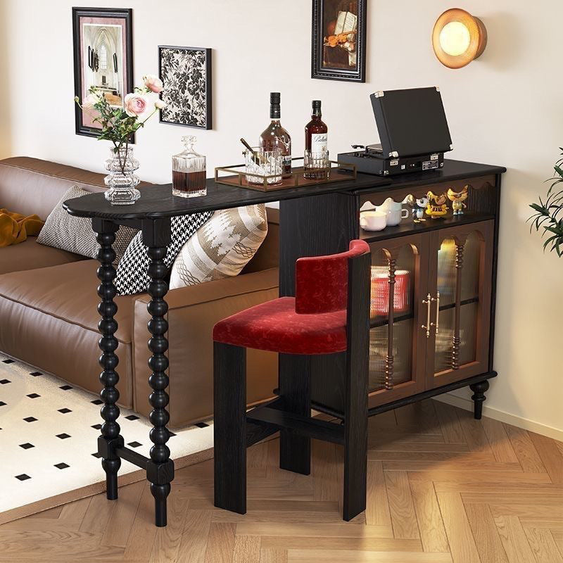 Table de bar longue à 4 niveaux en verre arc-en-ciel, en bois massif, avec pieds tournés de style modern mid-century, pour salon 