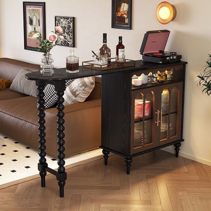 Table de bar longue à 4 niveaux en verre arc-en-ciel, en bois massif, avec pieds tournés de style modern mid-century, pour salon 