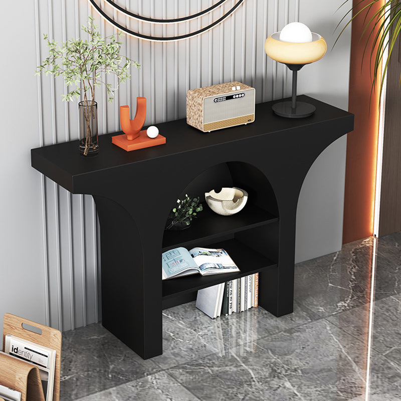 Zeitgenössischer nordischer gebogener Design-Konsolentisch aus Massivholz-Spanplatte mit 3 Ebenen für das Wohnzimmer 