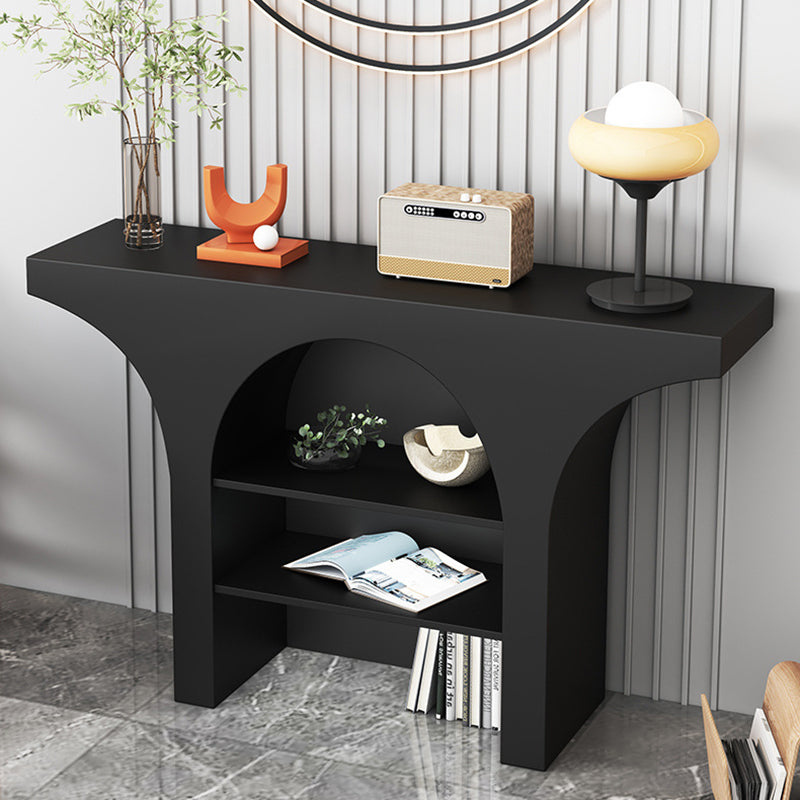 Zeitgenössischer nordischer gebogener Design-Konsolentisch aus Massivholz-Spanplatte mit 3 Ebenen für das Wohnzimmer 