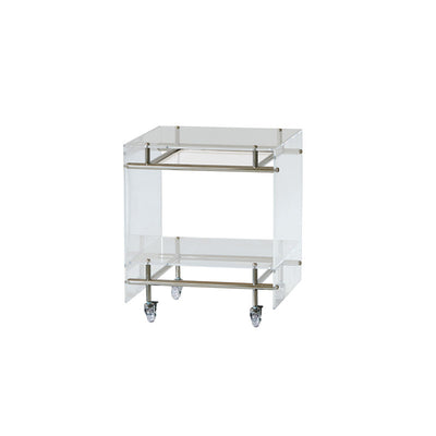 Modern Minimalist Square Acrylic Stainless Steel Movable End Table 2-Tier For Living Room