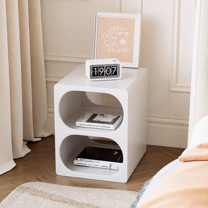 Modern Minimalist Rounded-Edge Design Solid Wood Eco Board Nightstand 3-Tier For Bedroom