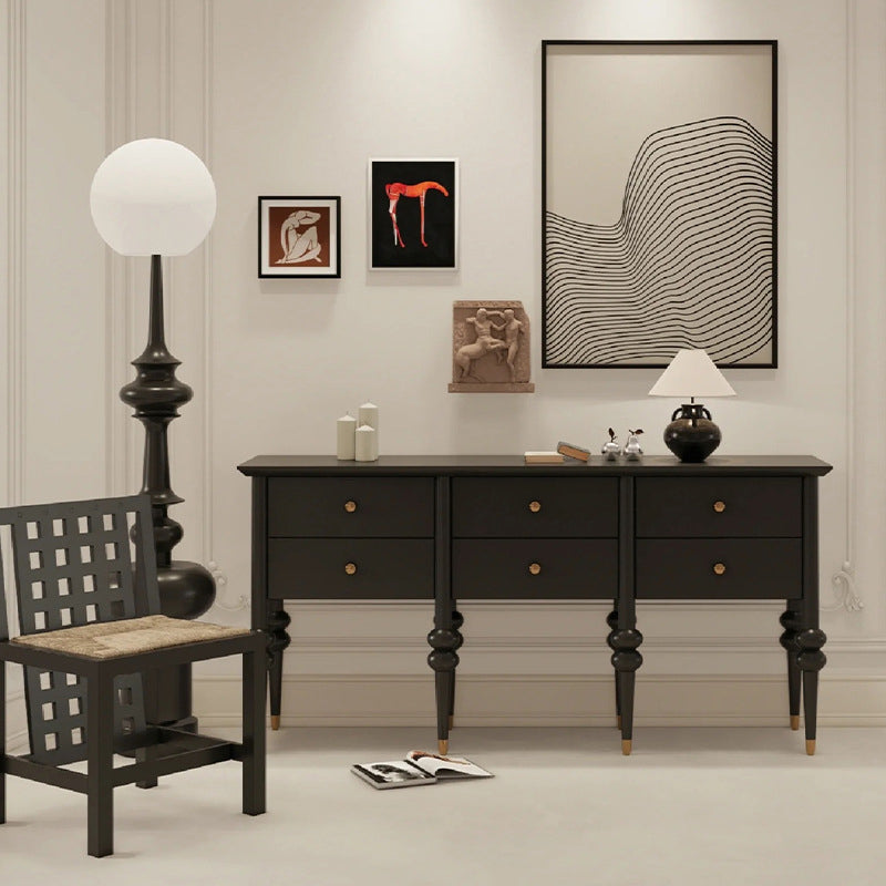 Modern Mid-Century Rectangular Solid Wood Solid Wood Plywood Storage Cabinet 4/6-Drawer For Living Room