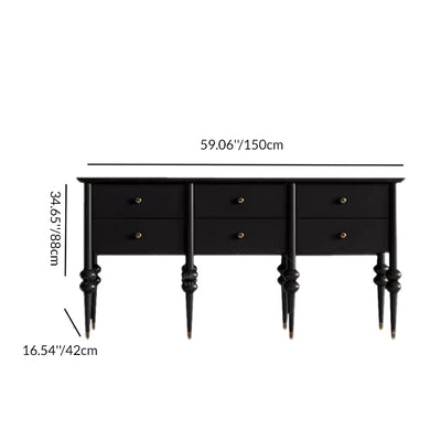 Modern Mid-Century Rectangular Solid Wood Solid Wood Plywood Storage Cabinet 4/6-Drawer For Living Room