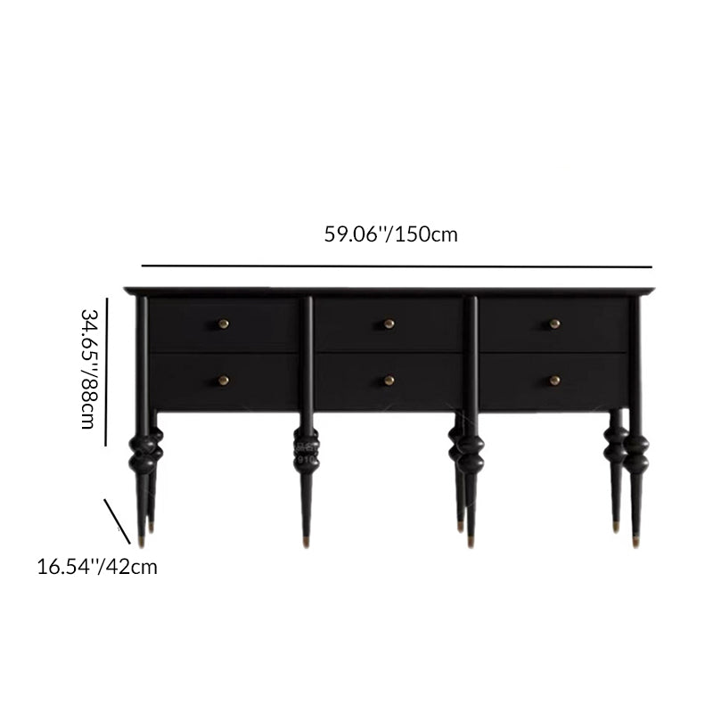 Modern Mid-Century Rectangular Solid Wood Solid Wood Plywood Storage Cabinet 4/6-Drawer For Living Room