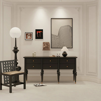 Modern Mid-Century Rectangular Solid Wood Solid Wood Plywood Storage Cabinet 4/6-Drawer For Living Room