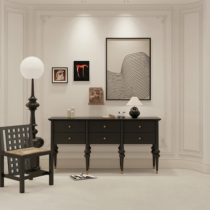 Modern Mid-Century Rectangular Solid Wood Solid Wood Plywood Storage Cabinet 4/6-Drawer For Living Room