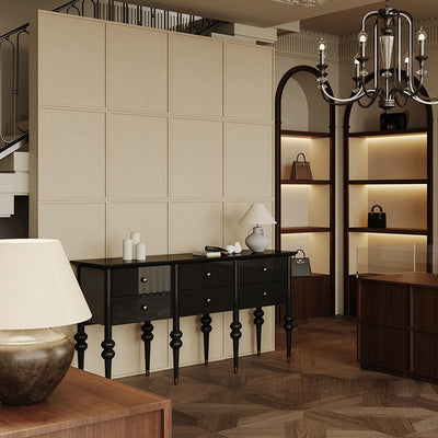 Modern Mid-Century Rectangular Solid Wood Solid Wood Plywood Storage Cabinet 4/6-Drawer For Living Room