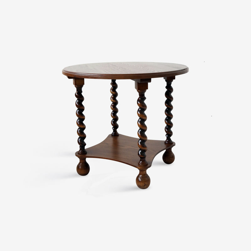 Modern Mid-Century Round Solid Wood Coffee Table 2-Tier For Living Room