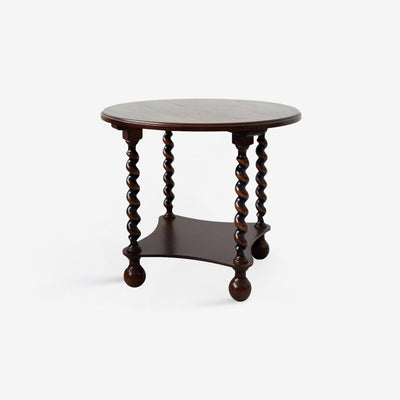 Modern Mid-Century Round Solid Wood Coffee Table 2-Tier For Living Room