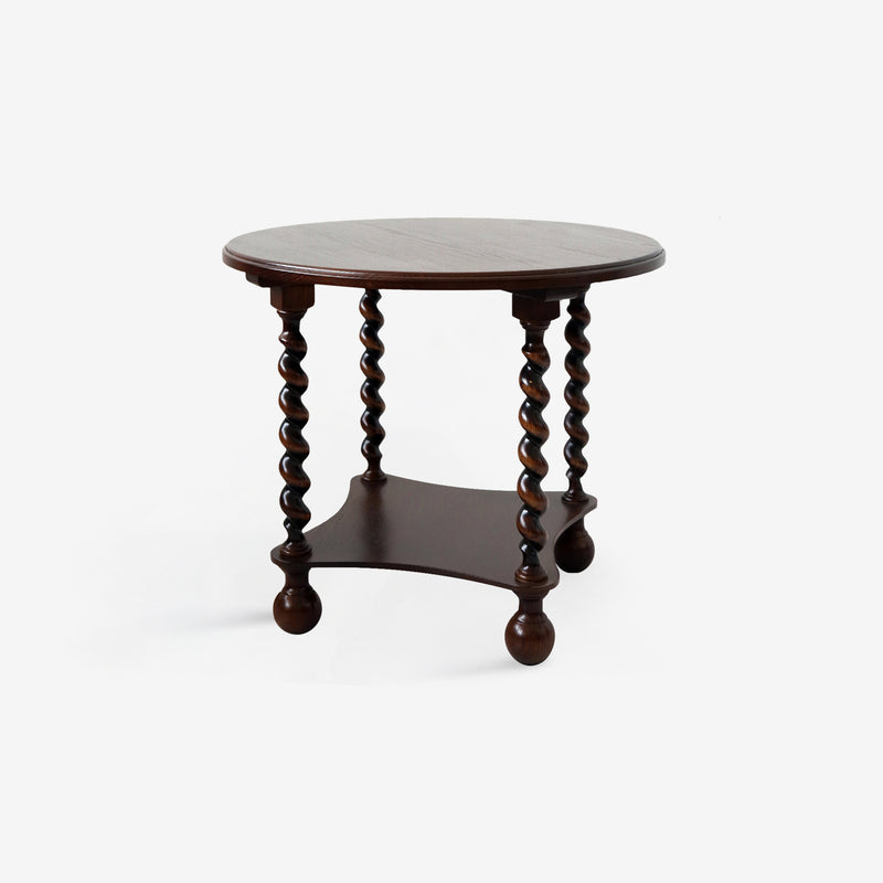 Modern Mid-Century Round Solid Wood Coffee Table 2-Tier For Living Room