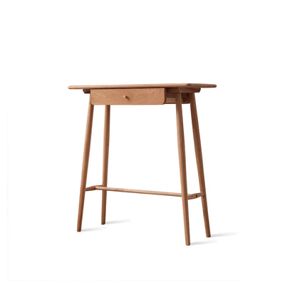 Traditional Japanese Rounded-Corner Rectangular Solid Wood Console Table 1/2-Drawer For Living Room & Entryway