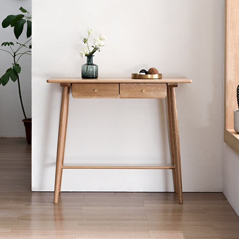 Traditioneller japanischer rechteckiger Konsolentisch aus Massivholz mit abgerundeten Ecken und 1/2 Schublade für Wohnzimmer &amp; Eingang 