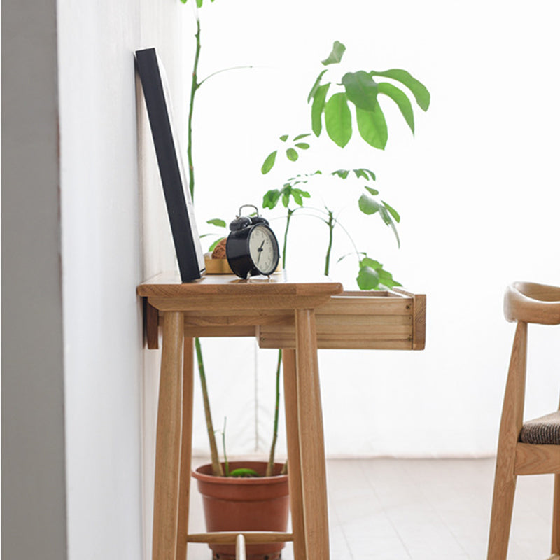 Traditioneller japanischer rechteckiger Konsolentisch aus Massivholz mit abgerundeten Ecken und 1/2 Schublade für Wohnzimmer &amp; Eingang 